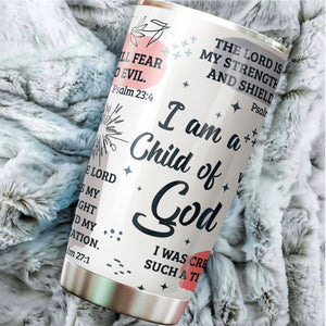 Christian Tumbler - Gifts for Christian Women - Bible Emergency Tumber - Motivational Coffee Tumbler - Gift Ideas for Christian Men, Women, Friend, Coworkers - I Am A Child of God Tumblers 20 Oz