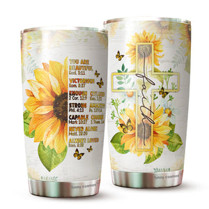 Gifts For Women - Inspiration Religious Gift - Sunflower Christian Mug - You Are Beautiful Bible Verse Tumbler For Friend Gifts - Women Gifts For Christmas Holiday - Gifts For Mom, Aunt, Sister