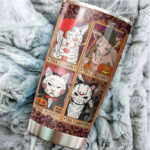 Halloween Decorations - Halloween Gifts - Halloween Cat Decor - Halloween Mugs - Horror Movies Lover Gifts - Cat Gifts For Cat Lovers - Horror Cat Tumbler For Men, Women, Friends, Coworkers