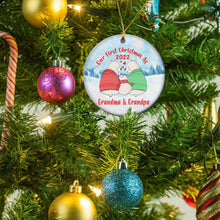 Load image into Gallery viewer, First Christmas As Grandpa and Grandma 2022 - New Grandparent Gifts First Time First Grandchild Gift for New Grandparents Grandmother Grandfather Grandkids Ornament…