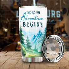 Load image into Gallery viewer, And So The Adventure Begins Tumbler 20 Oz - Funny Gifts for Coworkers, Retired Men and Women Ceramic Tumbler, Tumbler 20 oz