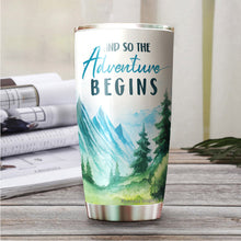 Load image into Gallery viewer, And So The Adventure Begins Tumbler 20 Oz - Funny Gifts for Coworkers, Retired Men and Women Ceramic Tumbler, Tumbler 20 oz
