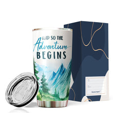 Load image into Gallery viewer, And So The Adventure Begins Tumbler 20 Oz - Funny Gifts for Coworkers, Retired Men and Women Ceramic Tumbler, Tumbler 20 oz