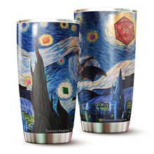 Load image into Gallery viewer, DND Starry Night Tumbler - Dungeon Master Tumbler - DM Crawler RPG Tumbler - Dragon Dice Game Board Game Tumbler - Tumbler 20oz