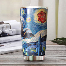 Load image into Gallery viewer, DND Starry Night Tumbler - Dungeon Master Tumbler - DM Crawler RPG Tumbler - Dragon Dice Game Board Game Tumbler - Tumbler 20oz