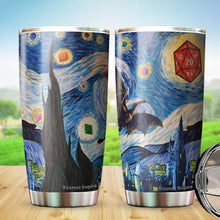 Load image into Gallery viewer, DND Starry Night Tumbler - Dungeon Master Tumbler - DM Crawler RPG Tumbler - Dragon Dice Game Board Game Tumbler - Tumbler 20oz
