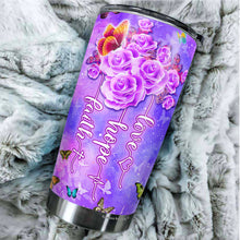 Load image into Gallery viewer, Faith Hope Love Tumbler - Butterfly Floral Tumber - Christian 20oz Stainless Steel Tumbler - Christian Tumblers For Women - Birthday Gifts for Mom on Mother&#39;s Day, Christmas