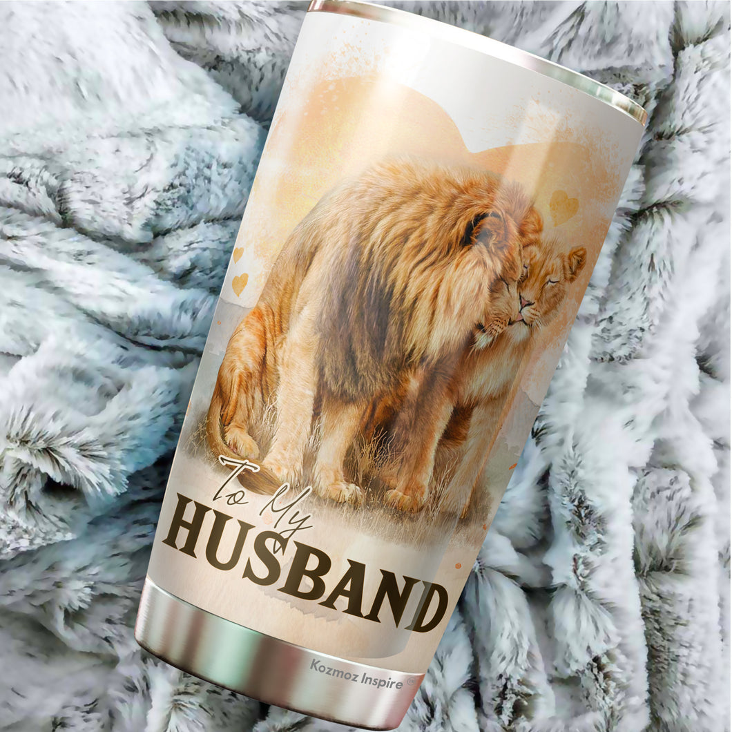 To My Husband Mug Lion Couple Tumbler - Birthday Christmas Tumbler Gifts for Husband - Best Ideas Gifts for Husband, Tumbler 20 oz