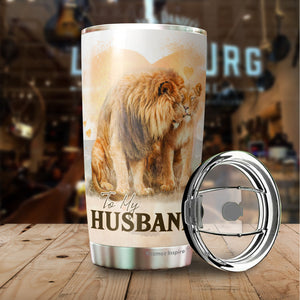 To My Husband Mug Lion Couple Tumbler - Birthday Christmas Tumbler Gifts for Husband - Best Ideas Gifts for Husband, Tumbler 20 oz