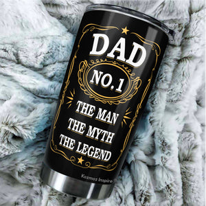 Dad The Man The Myth The Legend Tumbler - #1 Dad Tumbler - Dad Nutrition Facts Tumbler - Birthday Gift For Dad From Daughter, Son, Kids, Gift for Dad on Father's Day, Christmas - Tumbler 20oz