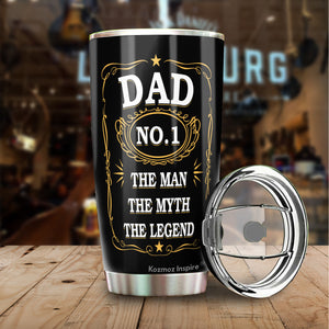 Dad The Man The Myth The Legend Tumbler - #1 Dad Tumbler - Dad Nutrition Facts Tumbler - Birthday Gift For Dad From Daughter, Son, Kids, Gift for Dad on Father's Day, Christmas - Tumbler 20oz