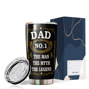 Dad The Man The Myth The Legend Tumbler - Number 1 Dad Tumbler - #1 Dad Tumbler -#1 Dad Nutrition Facts Tumbler - Birthday Gift For Father From Daughter, Son, Kids - Tumbler 20oz