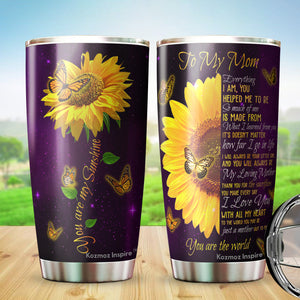 To My Mom Tumbler - You Are My Sunshine Butterfly Sunflower Mom Tumbler - Birthday Gifts For Mom From Daughter, Son, Kids, Gift for Mom on Mother's Day, Christmas, Birthday - Tumbler 20oz