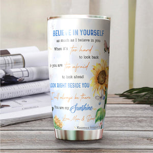 Kozmoz Inspire To My Daughter Tumbler 20oz - Sunflower Tumbler - Girlly Tumbler - Gifts for Birthday, Christmas, Graduation - Gift From Mom, Dad - Gift to Daughter, Little Girl, Family Members