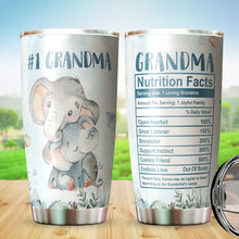 Load image into Gallery viewer, Kozmoz Inspire Grandma Nutrition Facts Tumbler 20 Oz Gifts - Mothers Day Gifts for Grandma - Best Grandma Gifts, Birthday Gifts for Grandma Tumbler, Grandma Elephant Tumbler