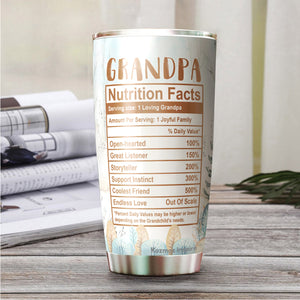 Kozmoz Inspire Grandpa Nutrition Facts Tumbler 20 Oz Gifts - Grandpa Mug Father's Day Present Gifts for Grandpa - Grandpa Birthday Gifts from Grandkids, Grandpa Bear Tumbler 20 Oz