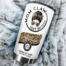 Load image into Gallery viewer, Kozmoz Inspire Messy Bun Mom Life Kid Life Tumbler 20 Oz Gifts - Mom Life Travel Coffee Mug - Leopard Mama Tumbler 20 Oz Mothers Day 2022