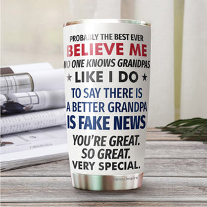 Best Grandpa Ever Tumbler 20Oz - Great Grandpa Trump Tumbler - Funny Trump Gift For Grandpa - Birthday, Christmas, Father's Day Tumbler Gifts for Grandpa