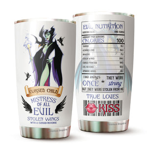 Villains Tumbler - Evil Nutrition Facts Tumblers - Mistress of all evil Tumbler - Birthday Gifts For Her, Women, Men, Coworker Friends - Tumbler 20 Oz