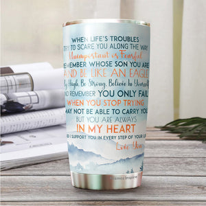 To My Son from Mom and Dad, Son mug,  To Son Birthday gift ,Be Like an Eagle Fly High Be Strong Believe Yourself Tumbler 2