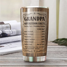 Load image into Gallery viewer, Promoted to Grandpa Est 2022 – Grandpa Nutrition Facts Tumbler 20Oz - Gift for New Grandparents