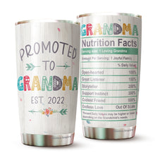 Load image into Gallery viewer, Promoted to Grandma Est 2022 – Grandma Nutrition Facts Tumbler 20Oz - Gift for New Grandparents