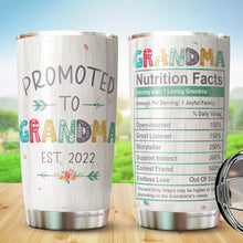 Load image into Gallery viewer, Promoted to Grandma Est 2022 – Grandma Nutrition Facts Tumbler 20Oz - Gift for New Grandparents