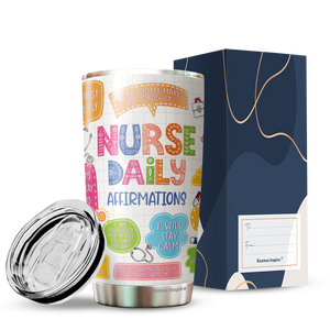 Nurse Daily Affirmations Tumbler - Nurse Life Tumbler - Nurse Coffee Tumbler - Nurse Nursing Student Gifts - Birthday Gift Ideas For Nurse, Doctor, Coworkers, Friends