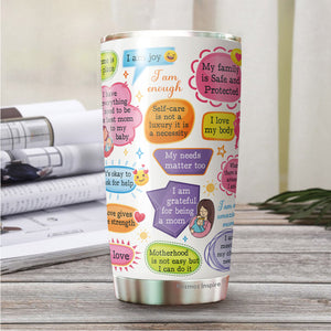 Mom Daily Affirmations Tumbler - Self Love Tumbler - Mom Tumbler - Birthday Gifts For Mom From Daughter, Son, Kids - Gift for Mom on Mother's Day, Christmas, Birthday - Tumbler 20oz