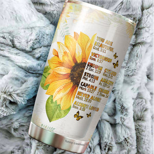 Gifts For Women - Sunflower Tumbler 20 Oz - You Are Inspiration You Are Beautiful Bible Verse Travel Mug For Best Friend Gifts - Women Gift For Christmas Holiday - Gifts For Mom, Aunt, Sister