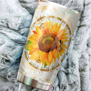 Inspirational Gifts - Personalized Sunflower Tumbler - Gifts For Women On Any Occasion - Your Are Beautiful Victorious Christian Gifts For Women Birthday Christmas 20 Oz Tumblers Travel Cup