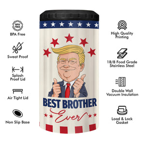 Best Brother Ever Tumbler - Big Brother 4-in-1 Tumbler - Brother Gifts from Brother, Sister Birthday Gifts for Brother Christmas Valentines Day - Brother Fuel Can Cooler Tumblers Travel Mug Cup 12Oz