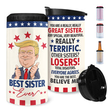 Load image into Gallery viewer, Best Sisters Gifts from Sister Can Cooler Tumblers Travel Mug Cup - 12oz Stainless Steel Insulated Can Coozie Travel Mug Birthday Gift from Soul Sister, Brother, Bestie