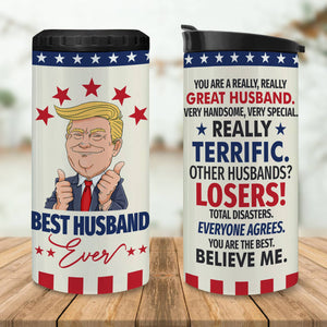 Best Husband Ever Can Cooler Tumbler - Great Husband Anniversary For Him - 4-in-1 Tumbler Gift For Husband From Wife Men Gifts Best Gifts For Him Tumbler - 12oz Stainless Steel Insulated Can Cooler