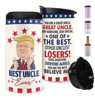 Best Uncle Ever Can Cooler Tumbler 12Oz - 4-in-1 Aunt And Uncle Christmas Tumblers Gifts From Niece and Nephew - Great Uncle Tumbler - New Uncle Gifts For Brother Fathers Day Gift For Uncle