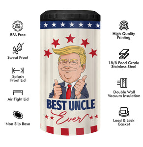 Best Uncle Ever Can Cooler Tumbler 12Oz - 4-in-1 Aunt And Uncle Christmas Tumblers Gifts From Niece and Nephew - Great Uncle Tumbler - New Uncle Gifts For Brother Fathers Day Gift For Uncle