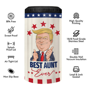 Best Aunt Ever Can Cooler Tumbler Travel Mug - 12Oz Gifts For Aunt Gifts From Niece And Nephew - Mothers Day Gift For Aunt Christmas Gifts For New Aunt - Valentines Day Gifts For Aunt New Auntie Gifts